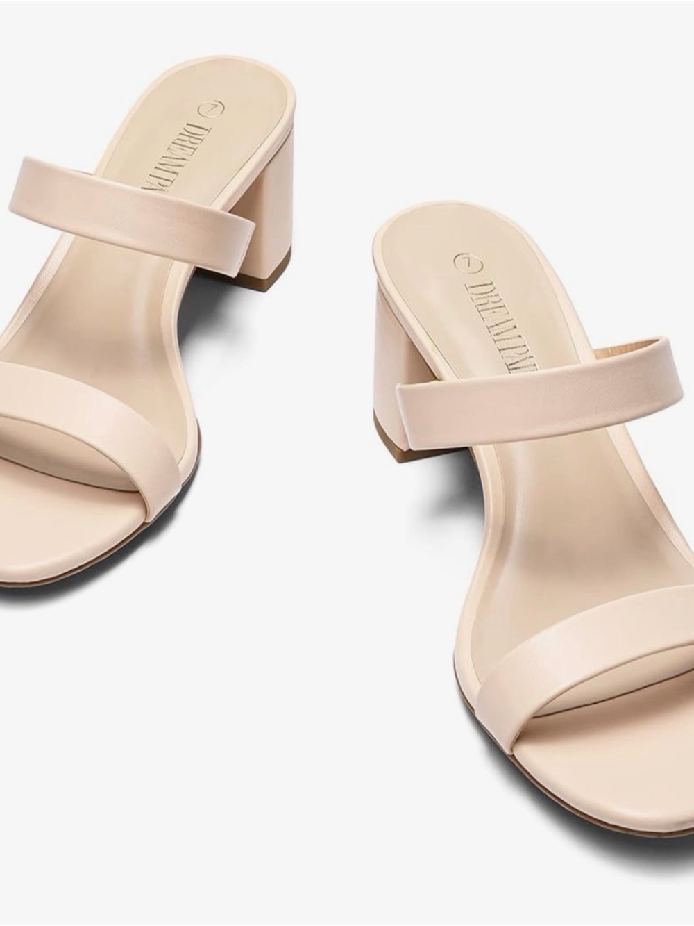 Women's Cream Double-Strap Block Heel Sandals